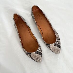 Madewell Snakeskin Pointed Toe Flats in Beige and Black
